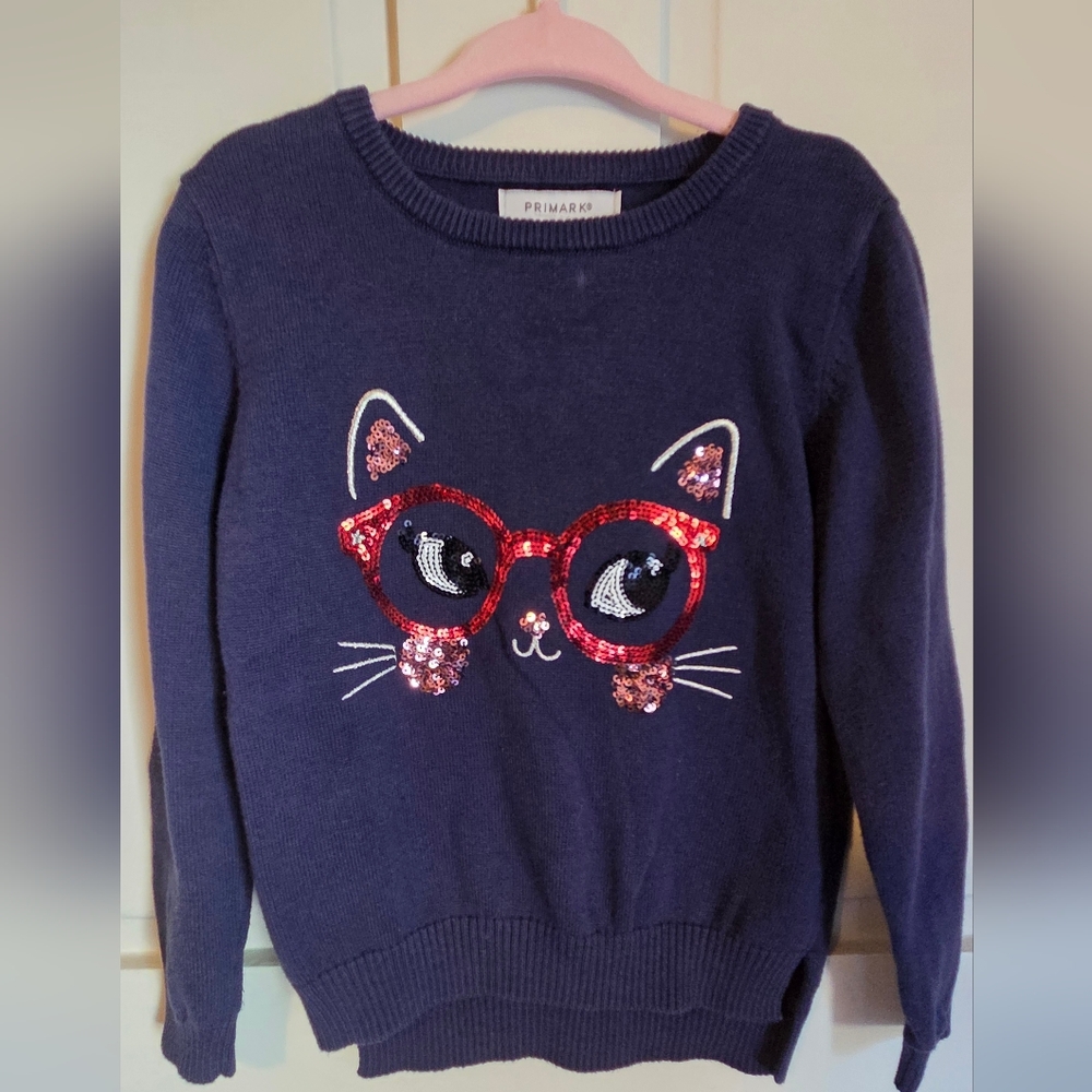 Primark Navy Sweater with Cat Design